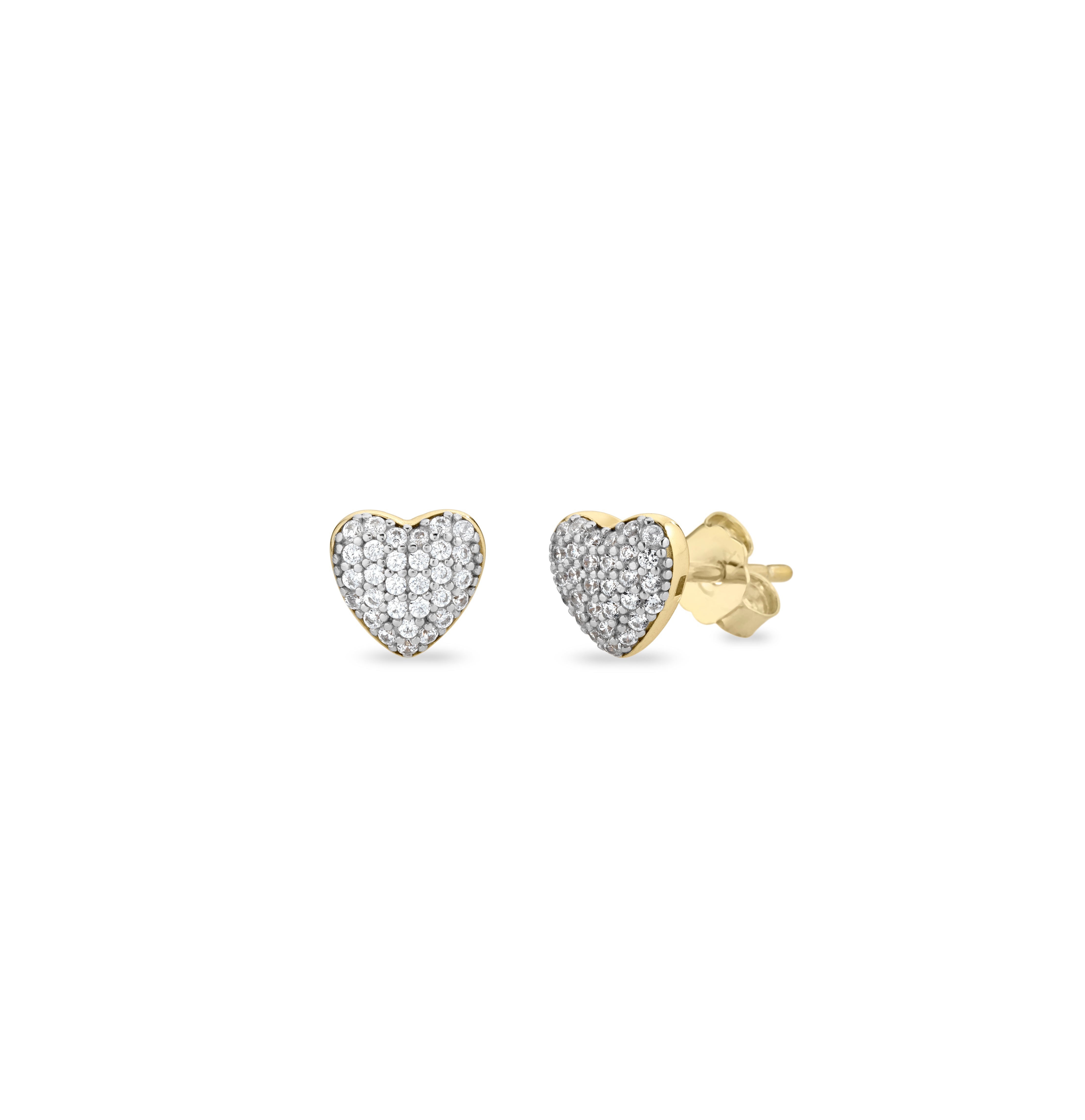 Orecchini lunghi cuori in argento dorato con zirconi bianchi – SOGNI Orecchini lunghi cuori in argento dorato con zirconi bianchi – SOGNI