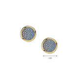Orecchini disco piccolo in argento dorato con zirconi bianchi azzurri e blu