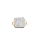Anello chevalier quadrato in argento dorato zirconi bianchi
