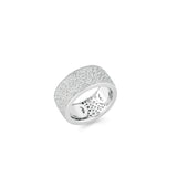 Anello bullone in argento bianco con zirconi bianchi