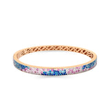 Bracciale rigido in argento rosa con zirconi colorati