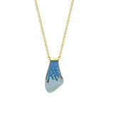 Collana petalo oro giallo zirconi blu