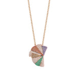 Collana ventaglio oro rosa giallo zirconi multicolor