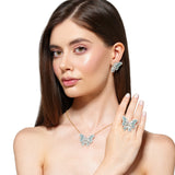 Collana farfalla in argento dorato con zirconi paraiba