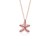 Collana stella marina oro rosa opale rosa zirconi magenta