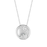 Collana toppa satinata oro bianco zirconi bianchi