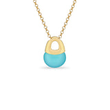 Collana in argento dorato con quarzo neon blu