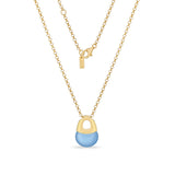 Collana in argento dorato con quarzo chacedony blu