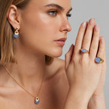Collana in argento dorato con quarzo chacedony blu