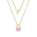 Collana in argento dorato con quarzo rosa