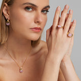 Collana in argento dorato con quarzo rosa