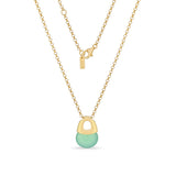 Collana in argento dorato con quarzo verde menta