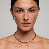 Collana rigida in argento dorato con zirconi bianchi