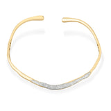 Collana rigida in argento dorato con zirconi bianchi