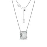 Collana con ciondolo bullone in argento bianco con zirconi bianchi