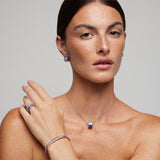 Collana con ciondolo bullone in argento rosato con zirconi colorati