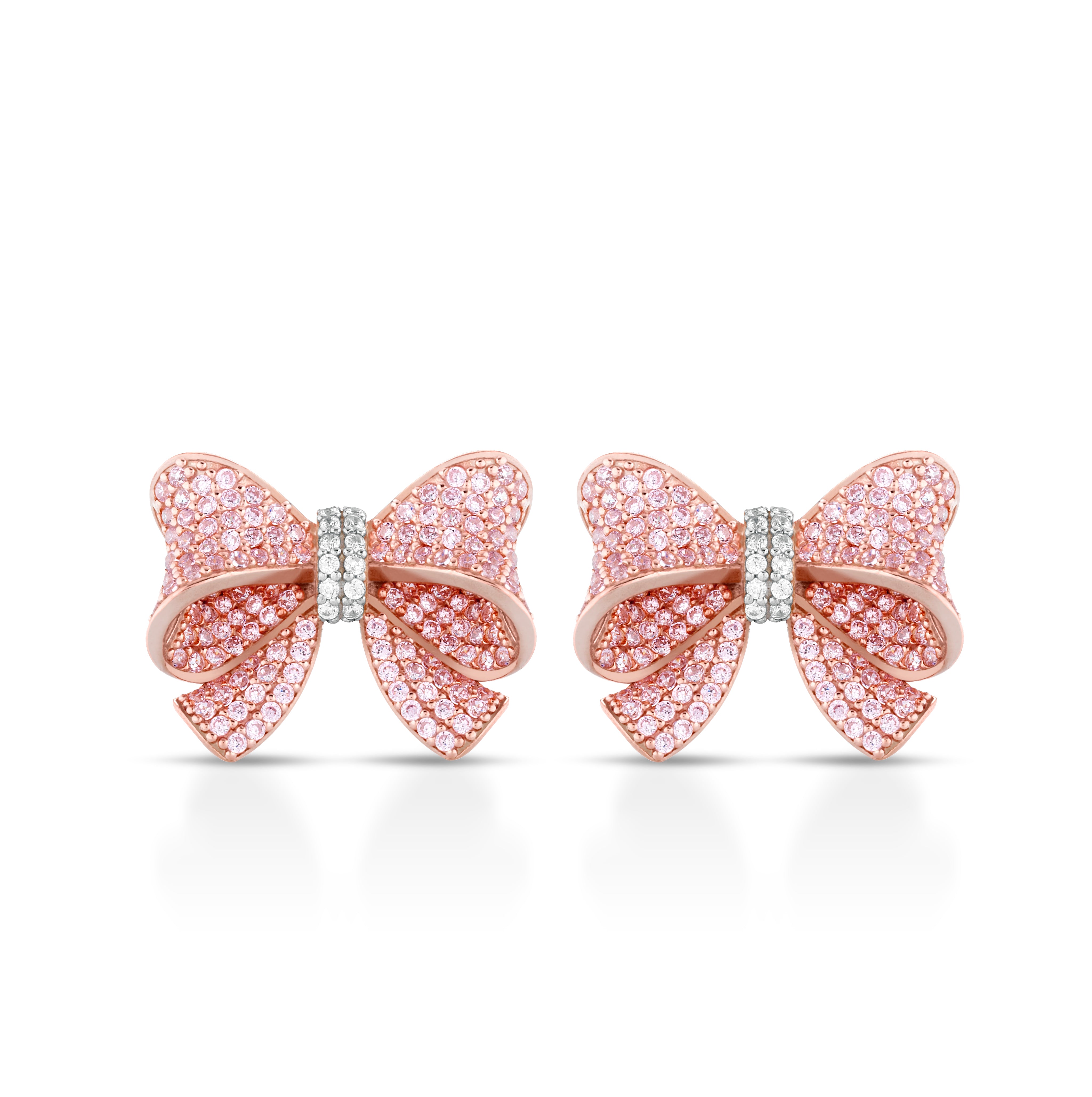 Orecchini SOGNi fiocco pavè rosa