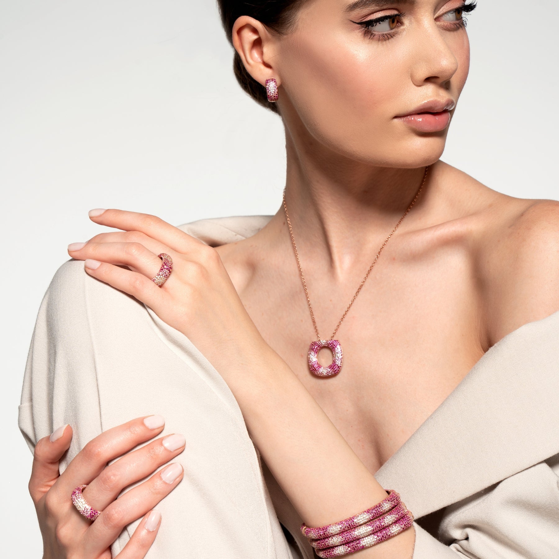 Orecchini A Bottone Argento Zirconia Rosa Rodiato 4 Mm - Foto 4