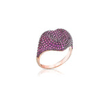 Anello cuore pavè magenta- SOGNI