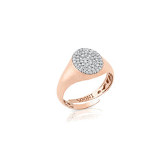 Anello chevalier ovale pavè bianco - SOGNI