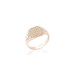 Anello chevalier quadrato pavè bianco - SOGNI