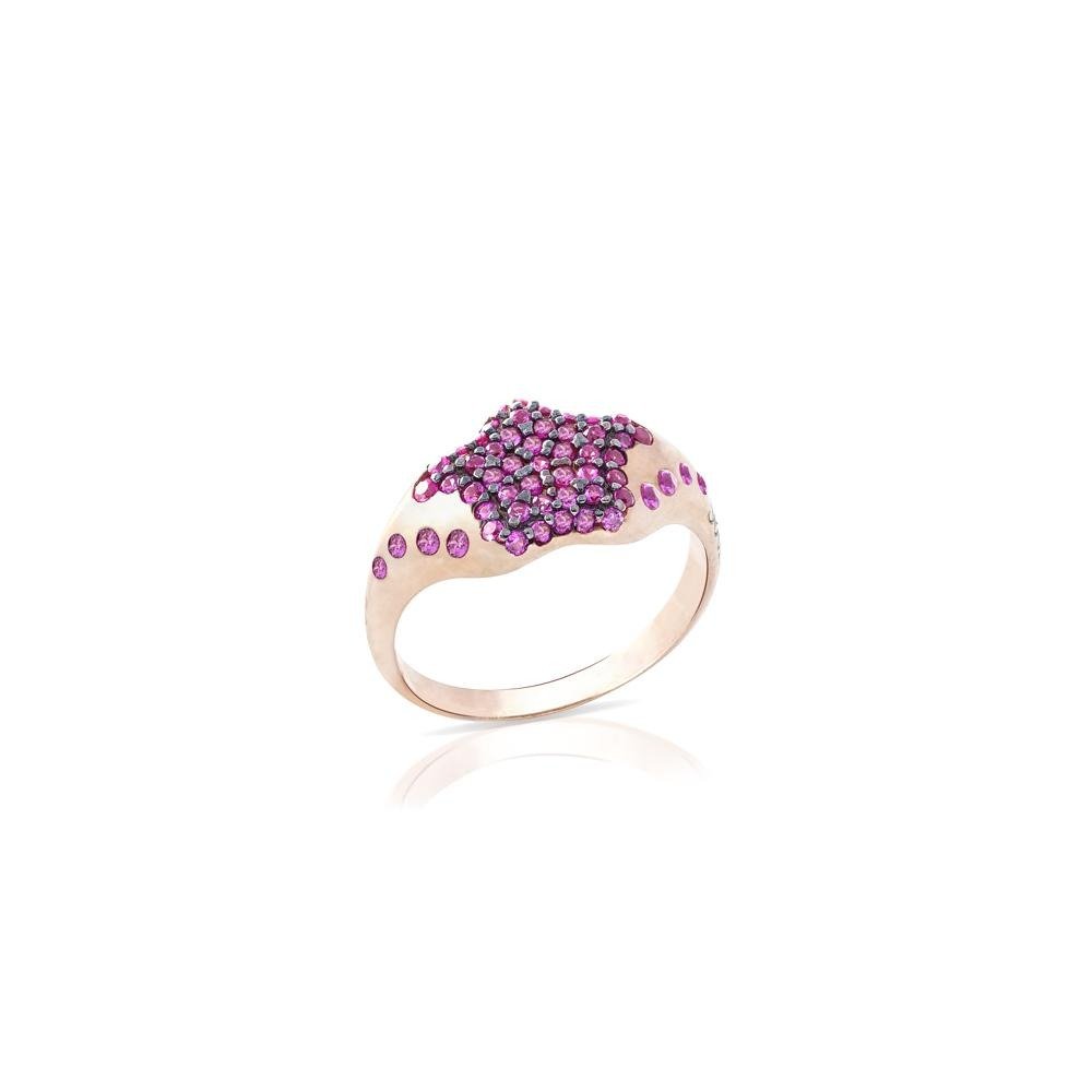 Anello chevalier stella pavè rosso - SOGNI