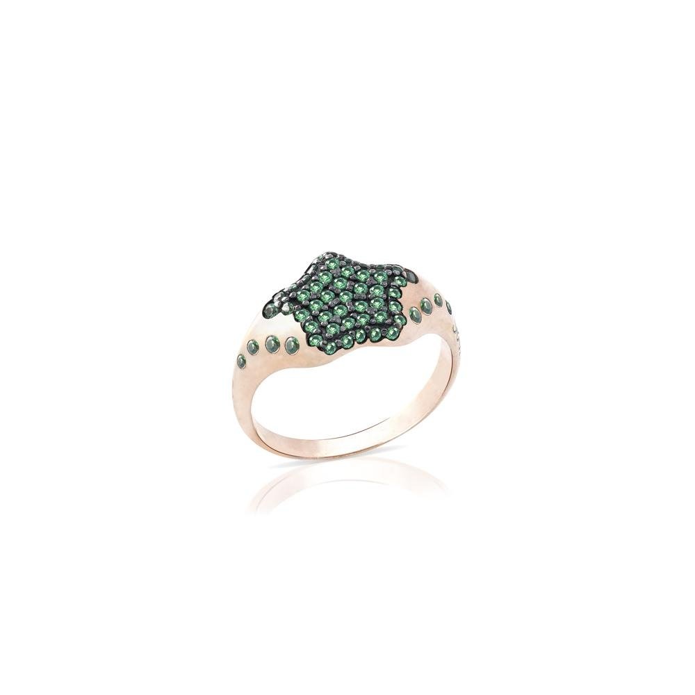 Anello chevalier stella pavè verde - SOGNI