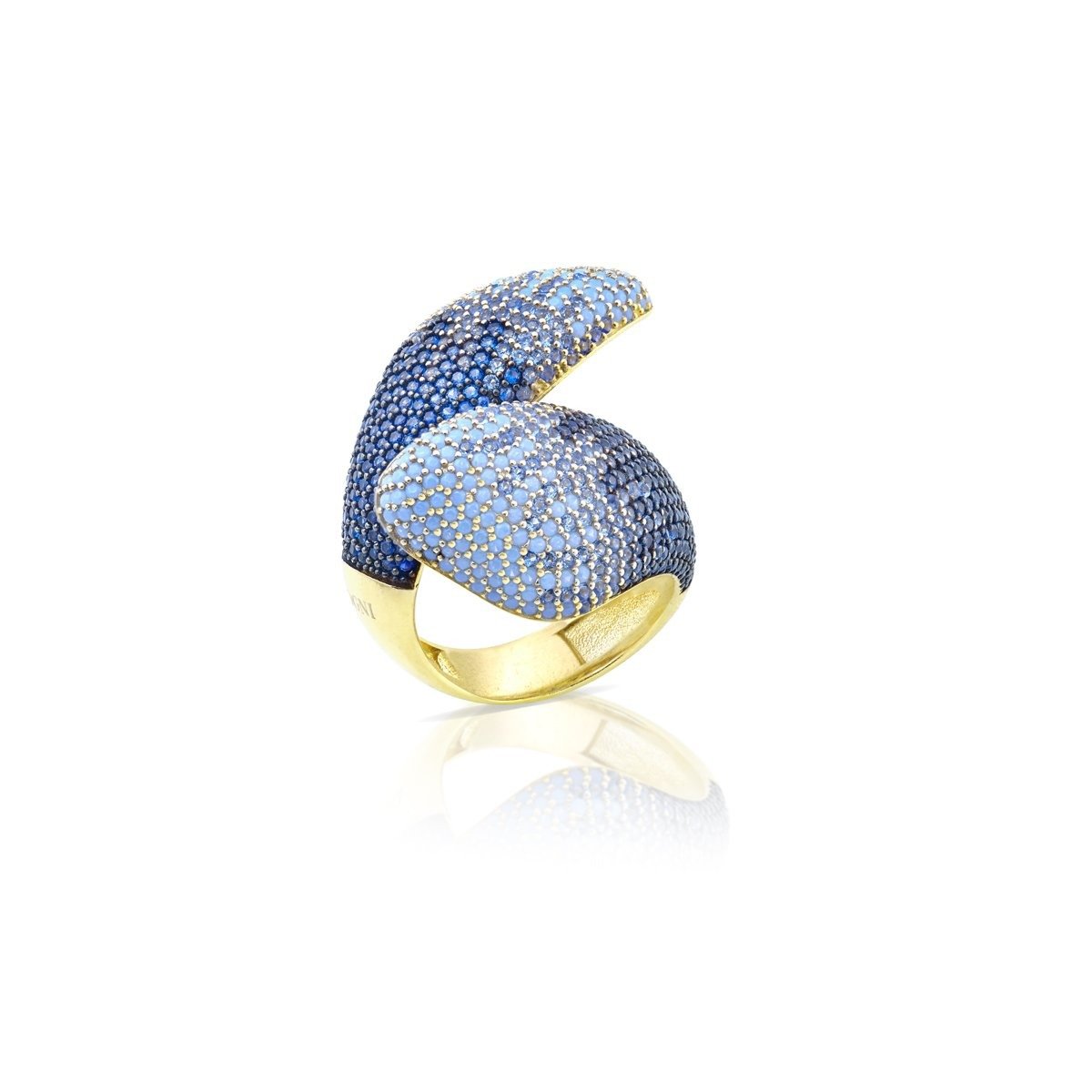 Anello petalo contrariè pavè colorato - SOGNI