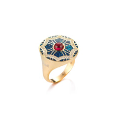 Anello scudo smalto blu - SOGNI