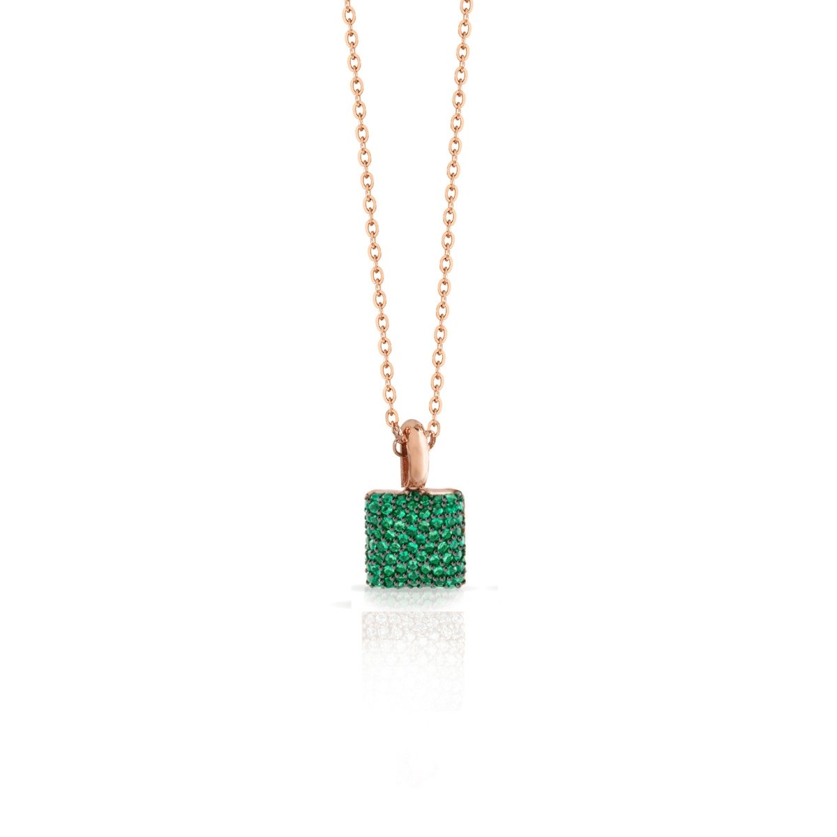 Collana quadrato pavè verde - SOGNI