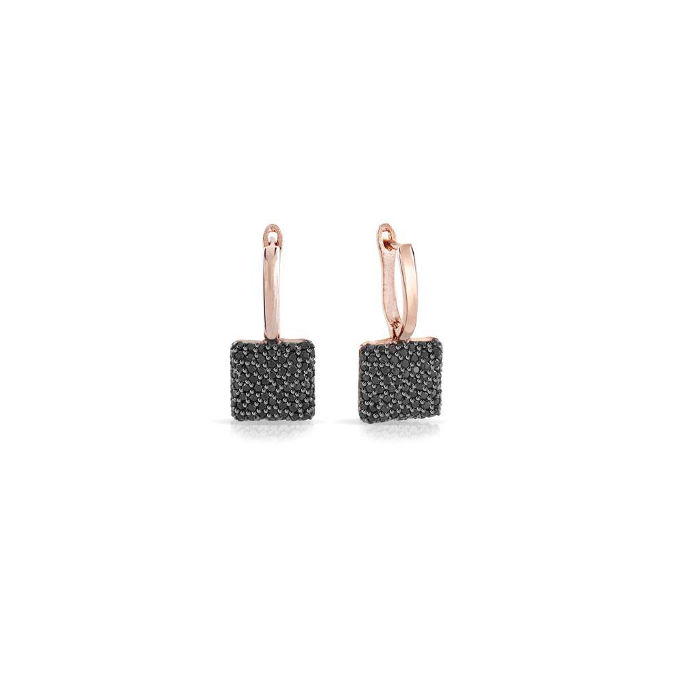 Orecchini charms quadrato pavè nero - SOGNI