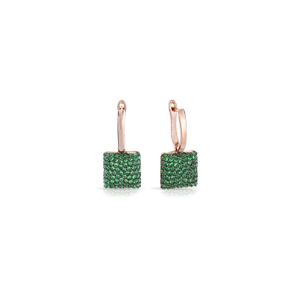 Orecchini charms quadrato pavè verde - SOGNI